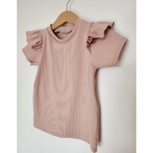 Korte mouw top Pleun rib | Oudroze