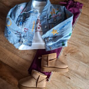 Broek met panterbies | Paars