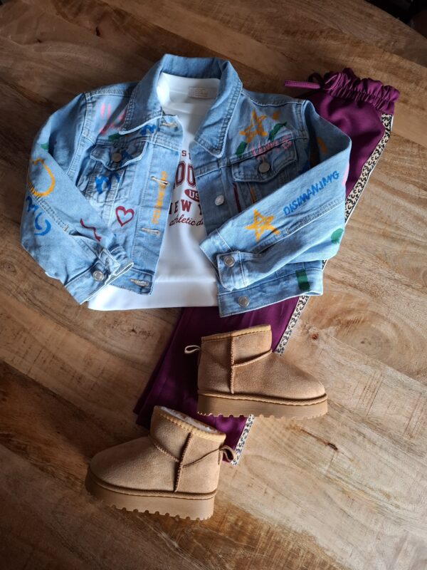 Broek met panterbies | Paars