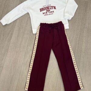 Broek met hartjesbies | Bordeaux