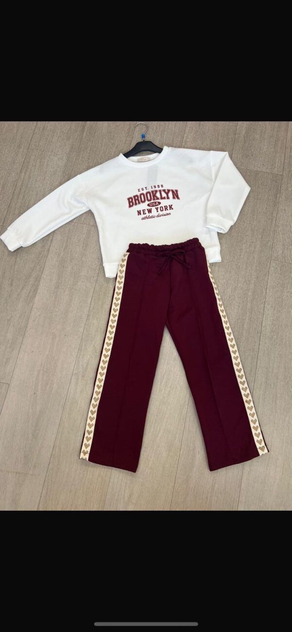Broek met hartjesbies | Bordeaux