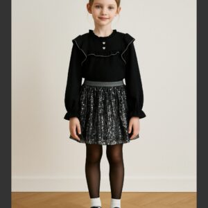 Blouse & glitterrok | Zwart